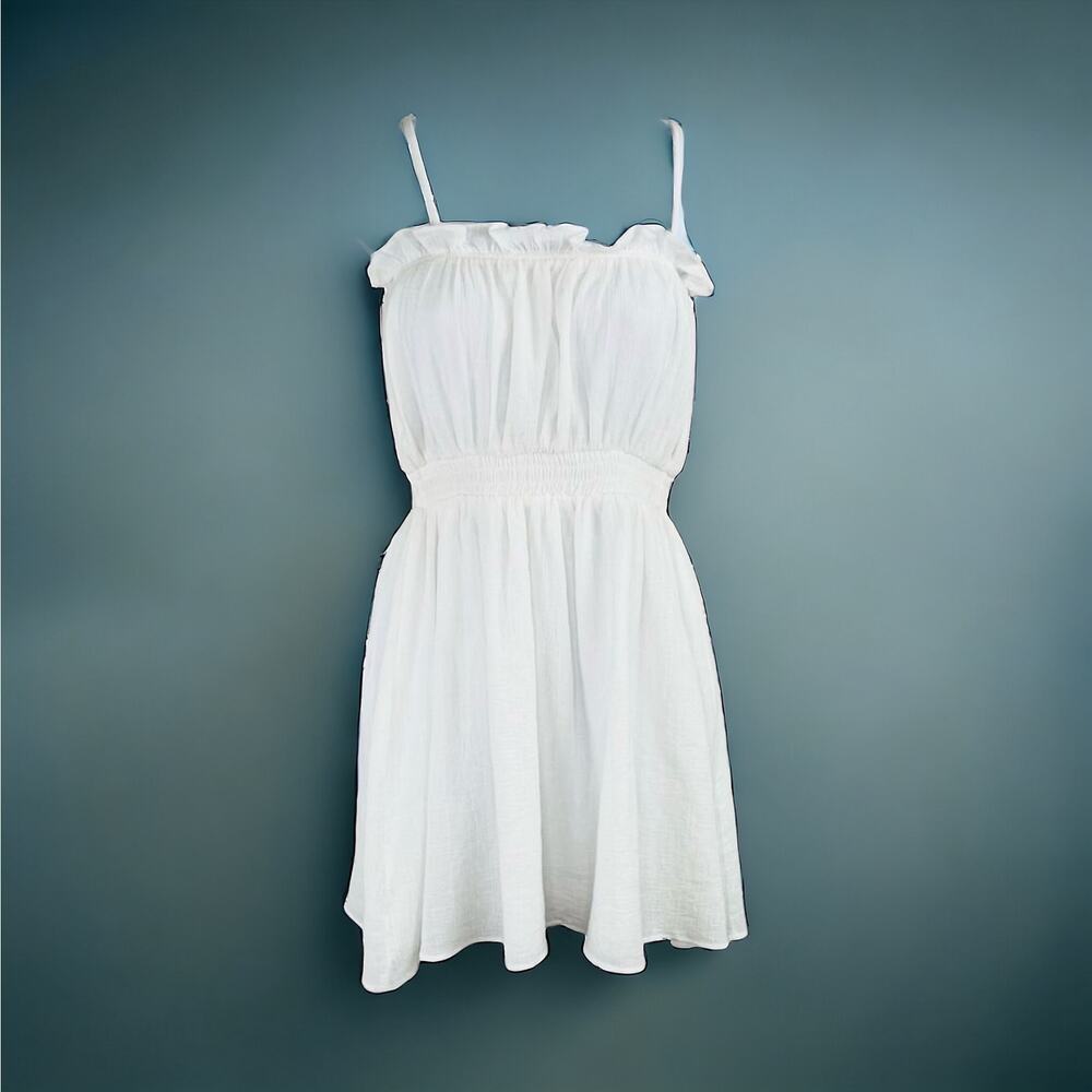 All in Favor Cotton Gauze White Sleeveless Mini Dress Size Large Beach Coquette